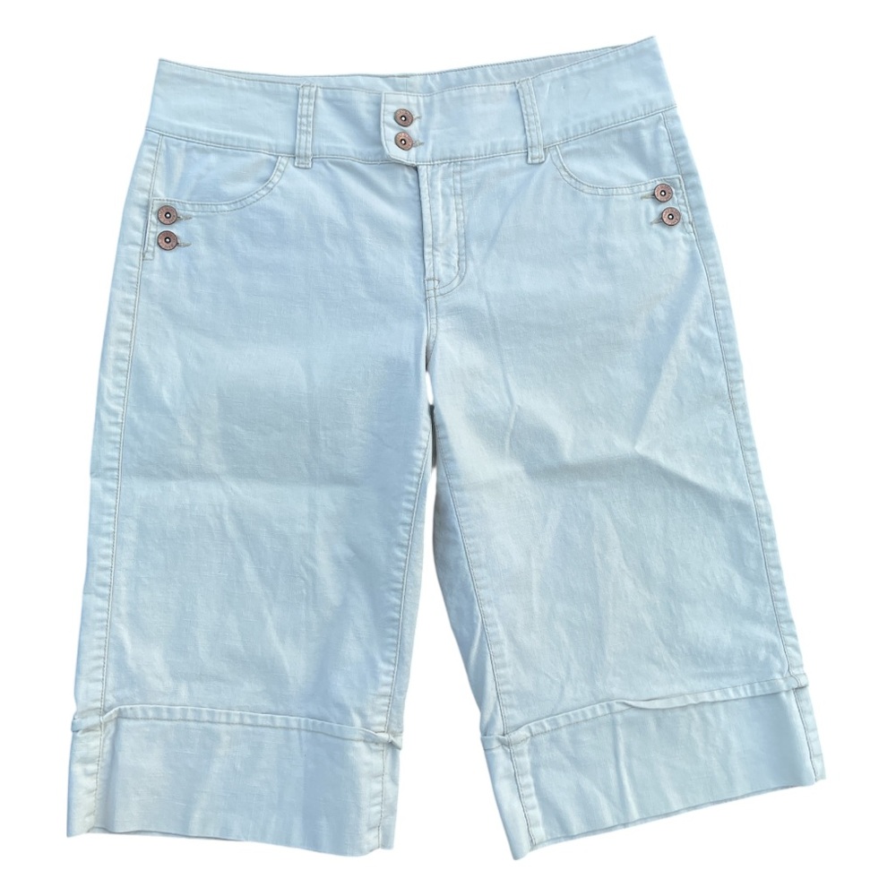 Faded Glory Y2K wide legged cream tan colored Bermuda capris size 14